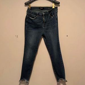 Just Blue Skinny Leg with fringed hem